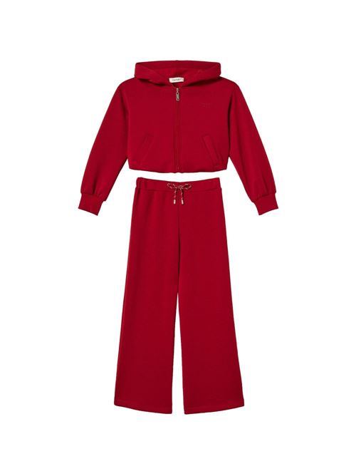Completo Twinset Kids da bambina rosso rubino con felpa con cappuccio e pantaloni ampi TWINSET Kids | 262GJ213013704